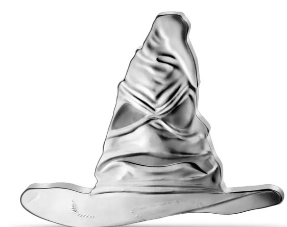 zlato striebro minca proof Harry Potter klobúk 2022