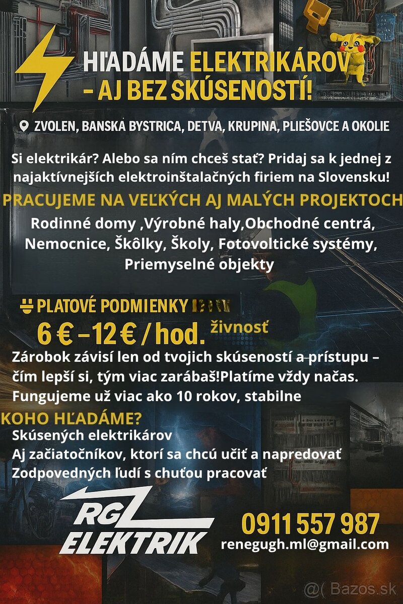 Hľadáme elektrikárov aj začiatočníkov