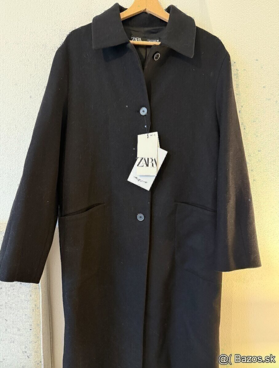 Čierny vlnený kabát Zara (premium brand)