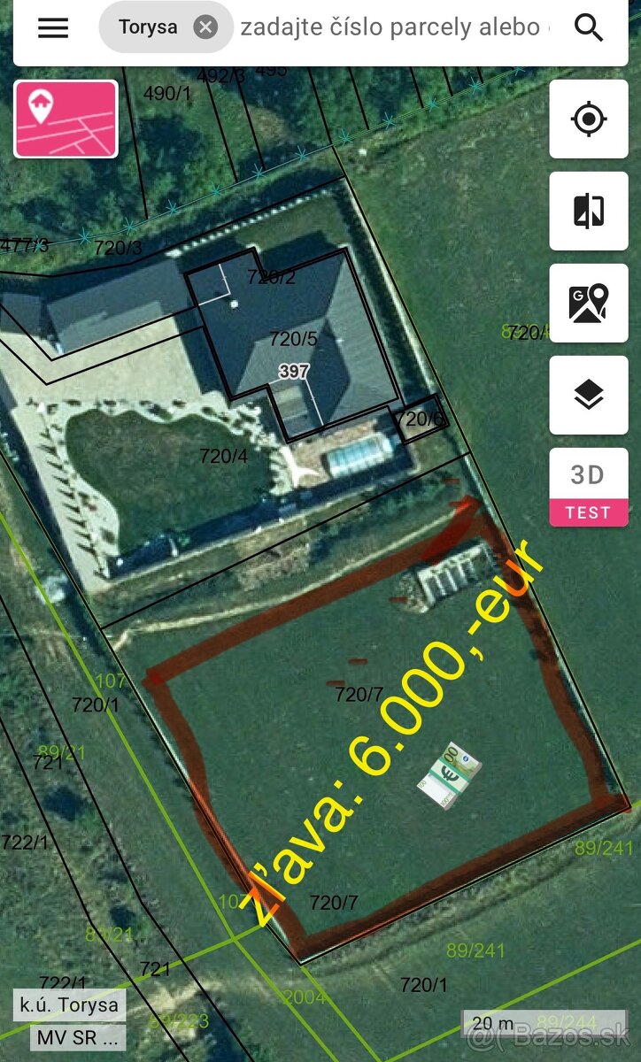 Pozemok 1700m2, Torysa