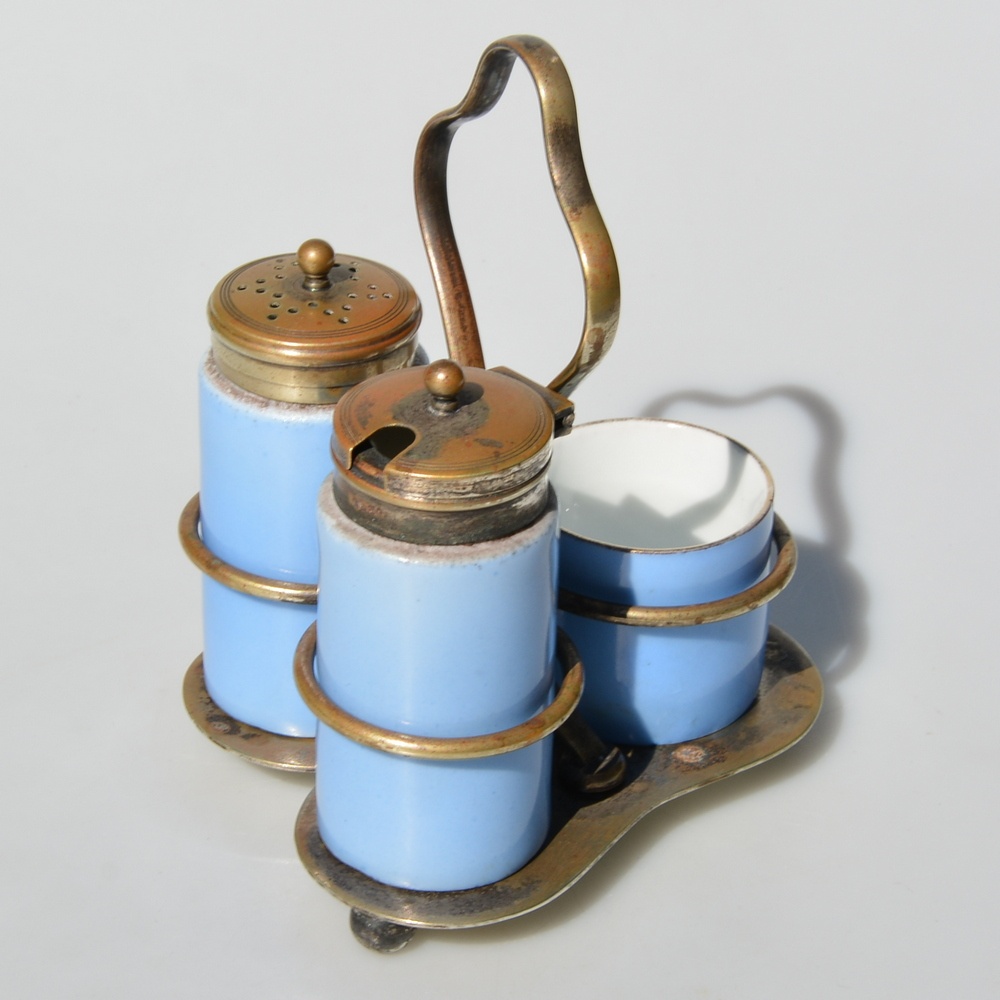 Starožitná porcelánová soľnička a korenička