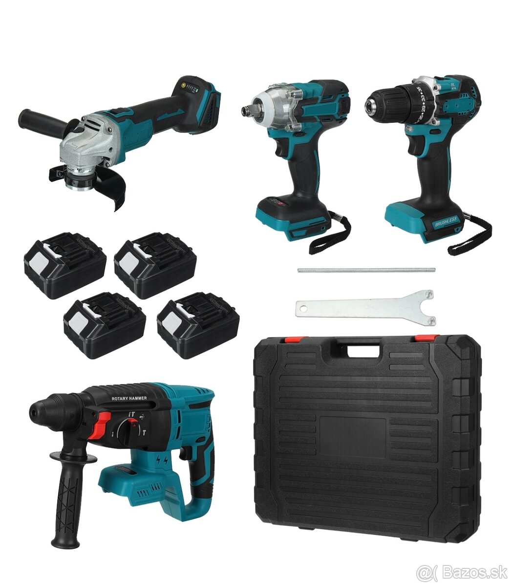 Aku set náradia 4ks, NOVÉ 4ks batérii