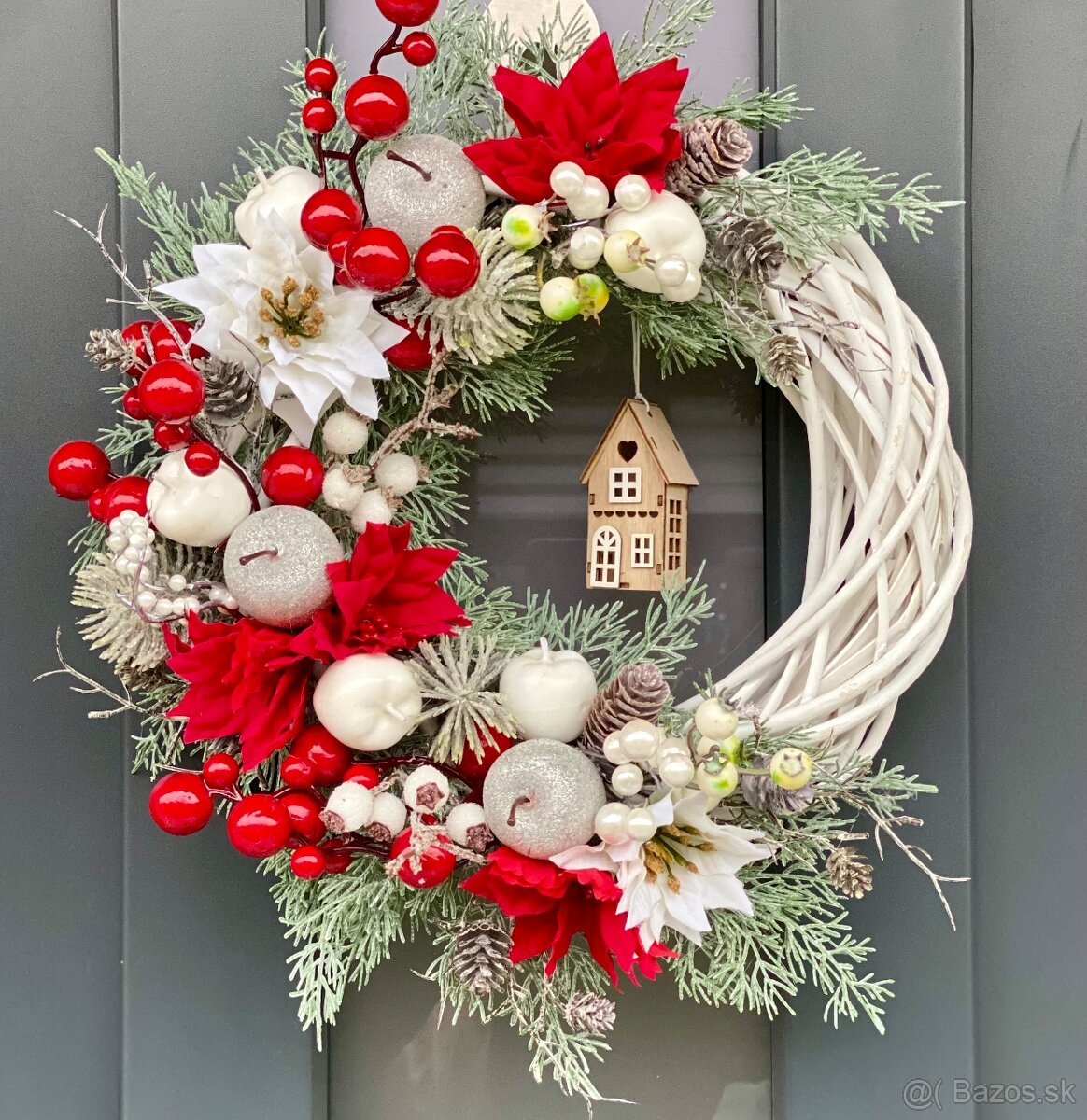 Vianočný veniec 35cm na dvere polmesiac vianočná dekoracia