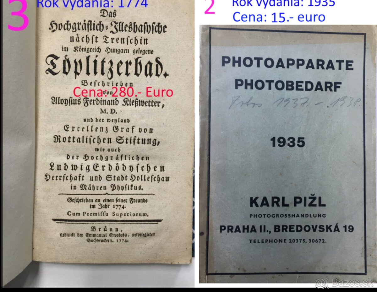 Slovenské knihy rok 1774 - 1942 historia miestopis geografia