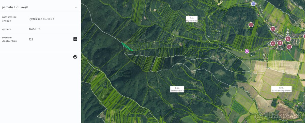 hospodársky les okres Martin, obec Bystrička - 51.359 m2