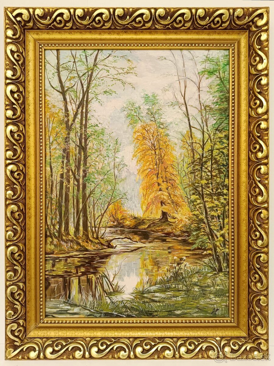 Obraz partie u Vydry Šumava, olej 85x64