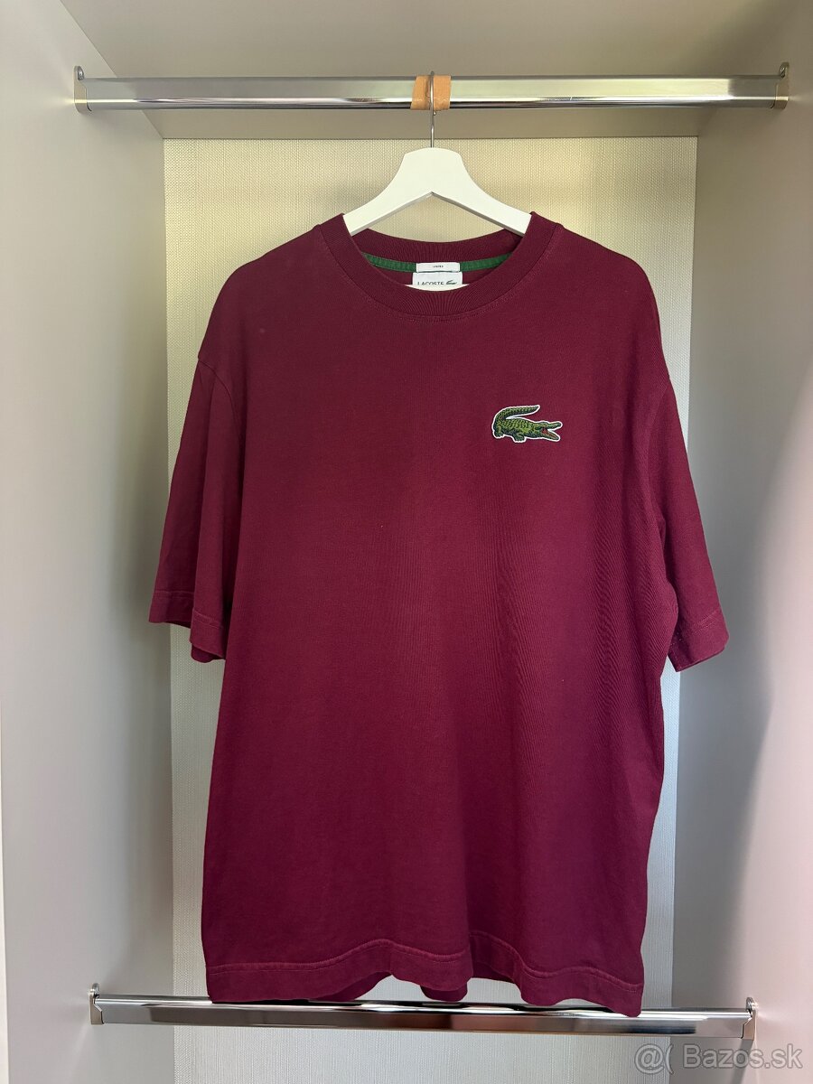 Lacoste oversized tričko TH0062 Bordeaux