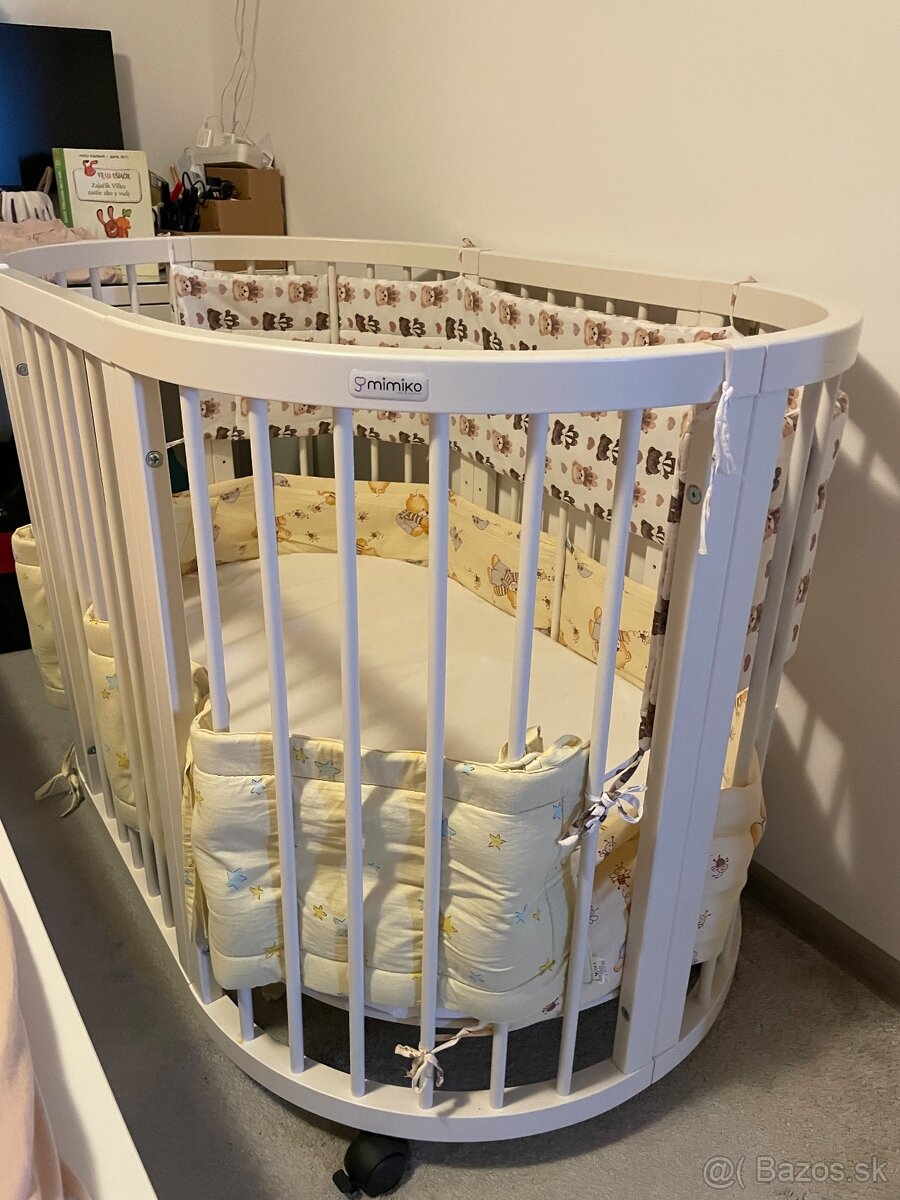 Okrúhla rastucá postieľka 7v1- Mimiko ROUND White