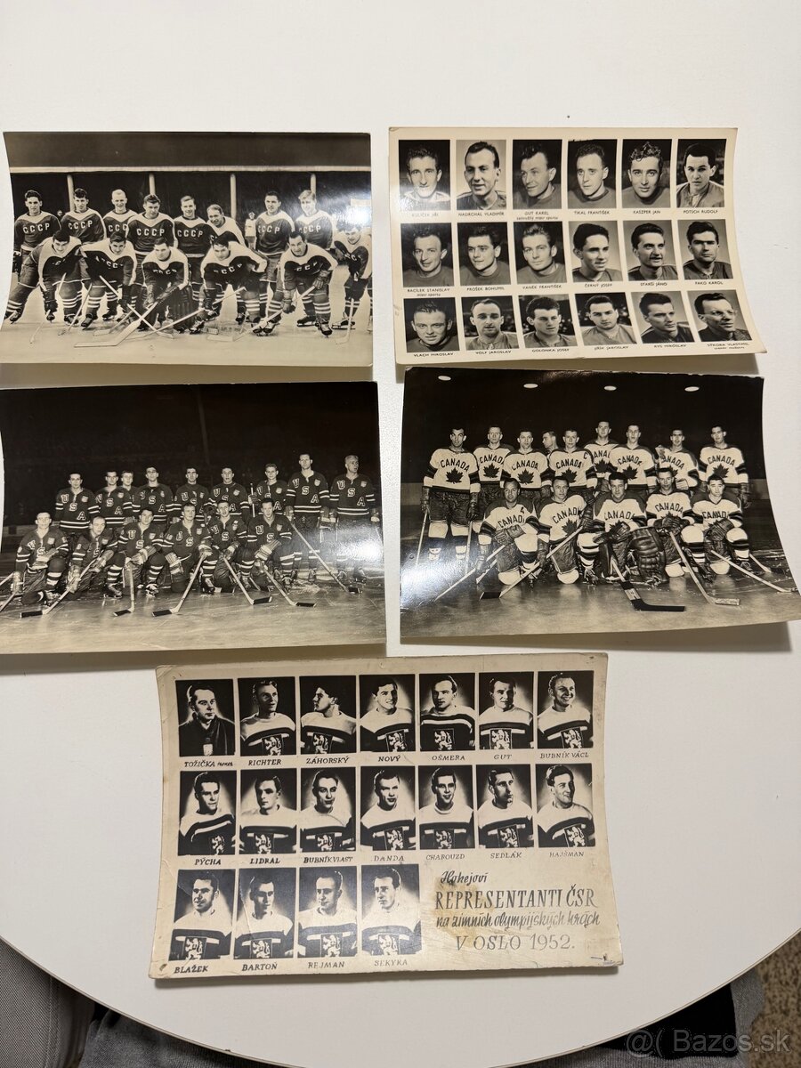 Predam velke formaty pohladnic  hokejistami 1952 a 1959