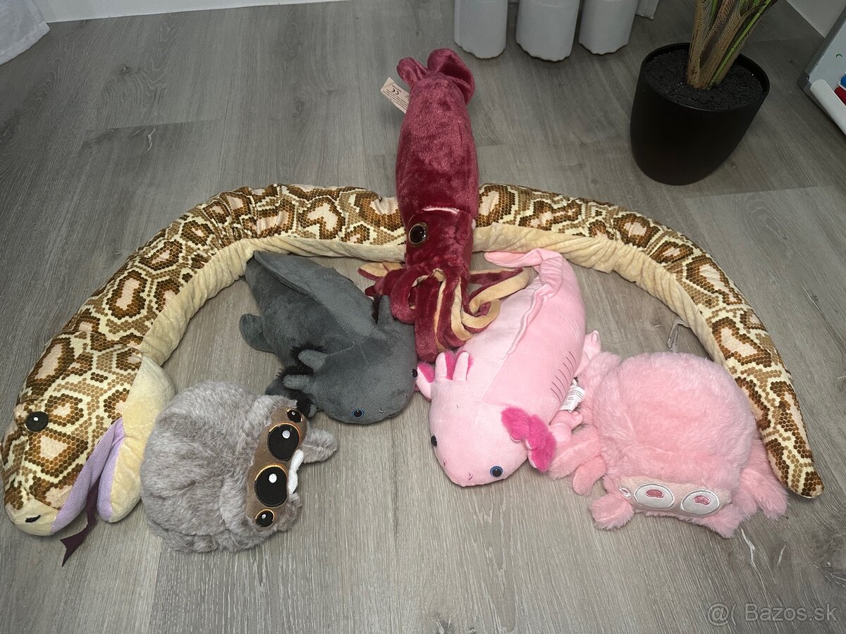 Plyšáky - had, pavúk, axolotl, chobotnica