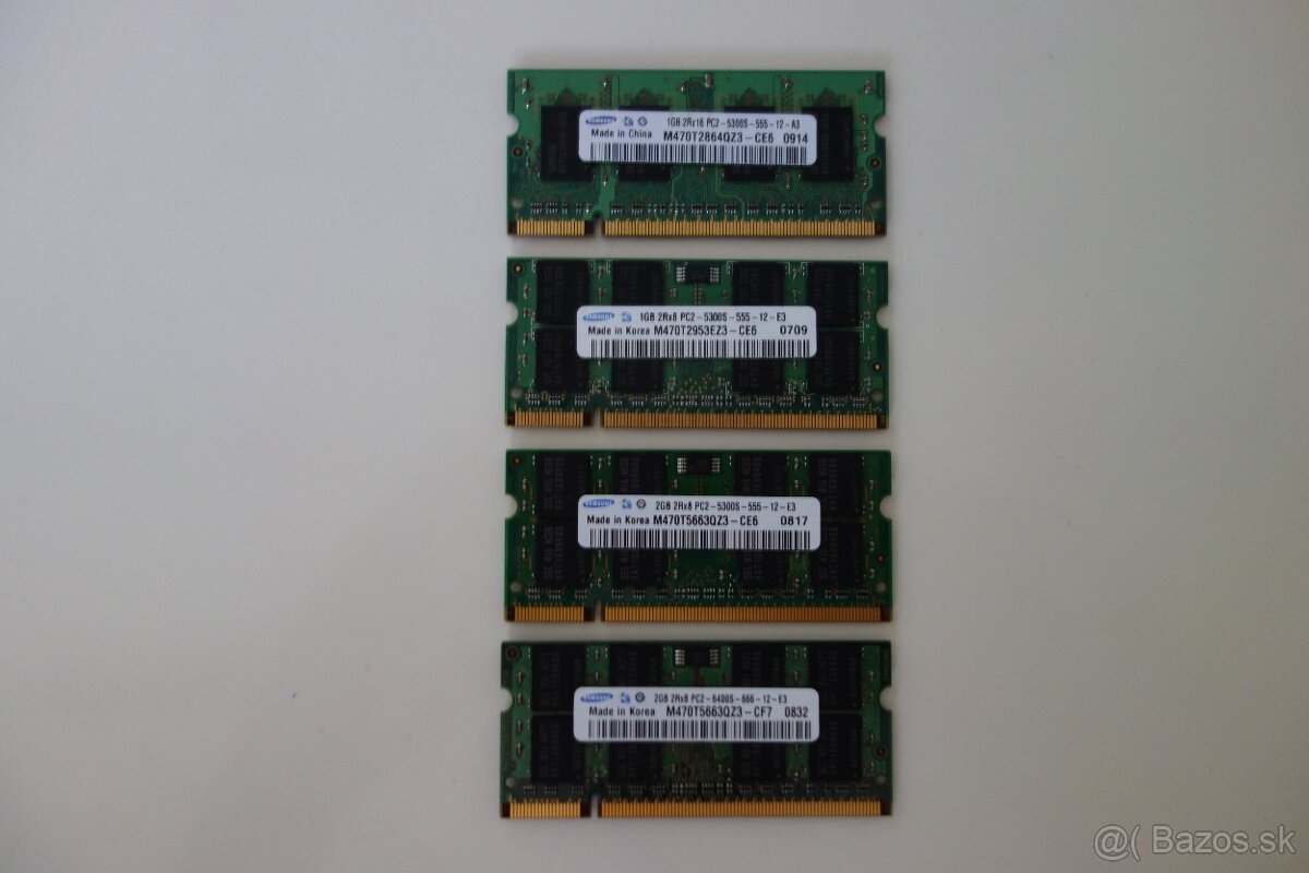 1-2 GB DDR2 RAM moduly do notebooku