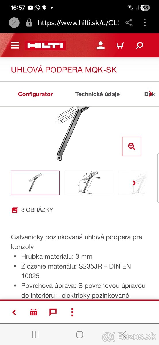 HILTI UHLOVÁ PODPERA MQK-SK