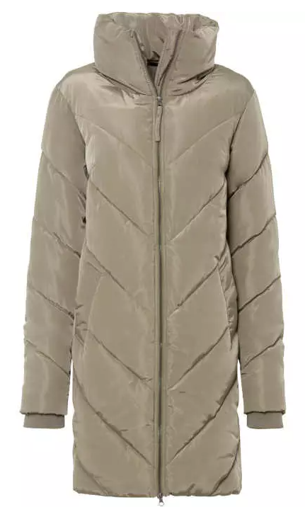 Moderný prešívaný hnedozelený kabát, veľkosť 40