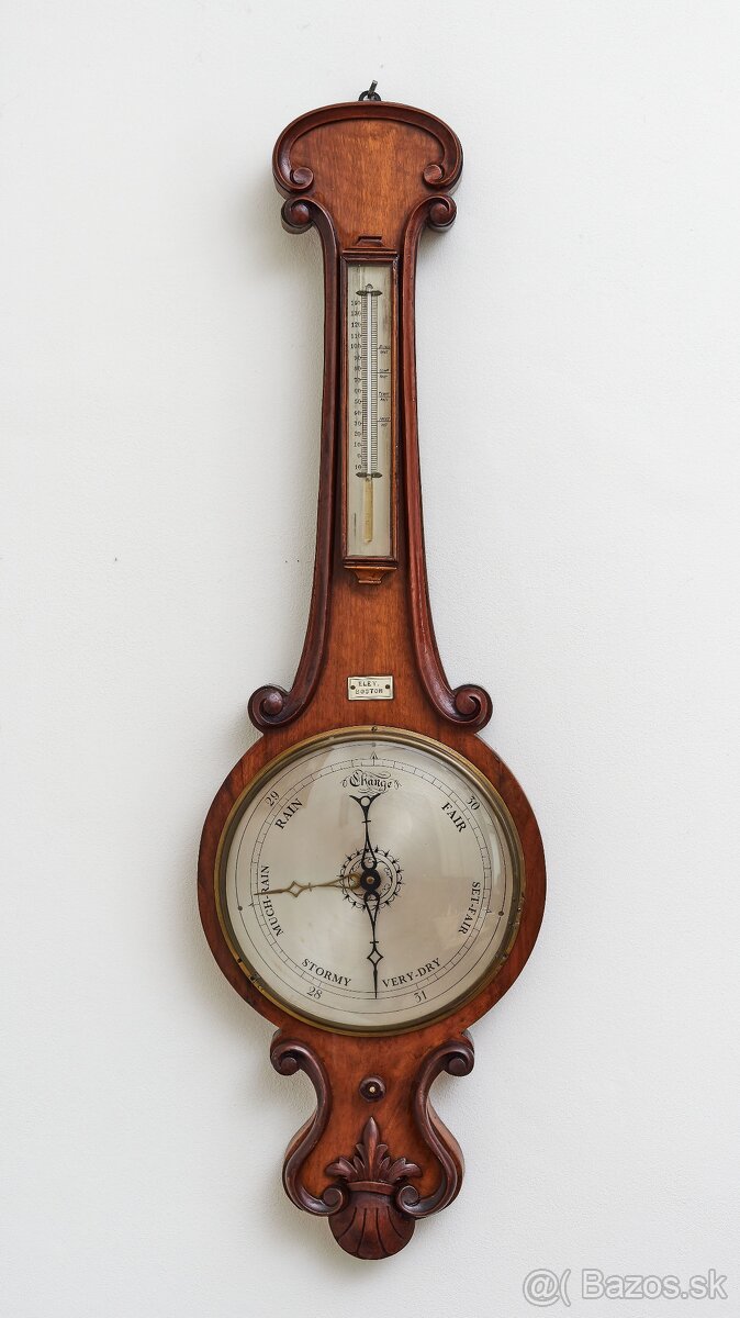 Veľký starožitný barometer s teplomerom Boston V 102,5 cm