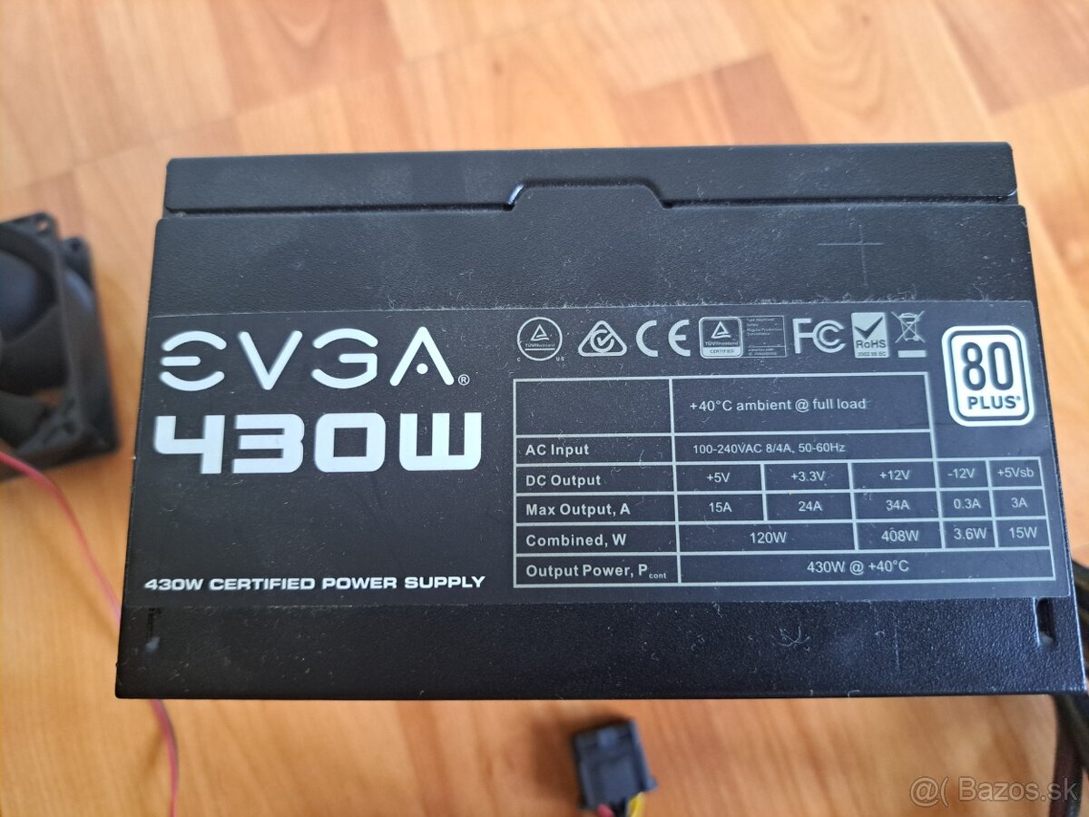 EVGA 430W 80+ napájací zdroj – plne funkčný, komplet káble
