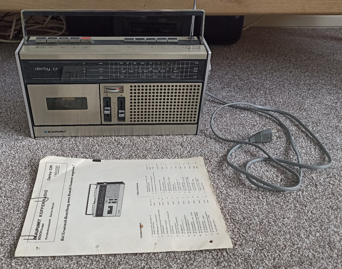 Staré retro rádio Blaupunkt Derby CR i s dokumentací