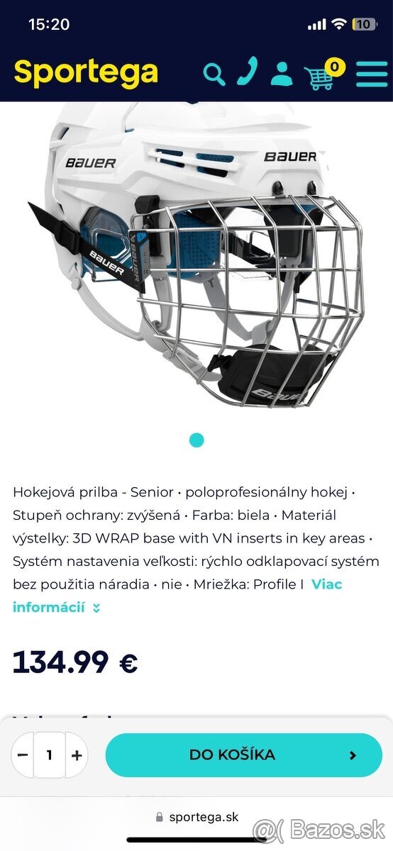 Predám hokejovú prilbu Bauer Reakt 65