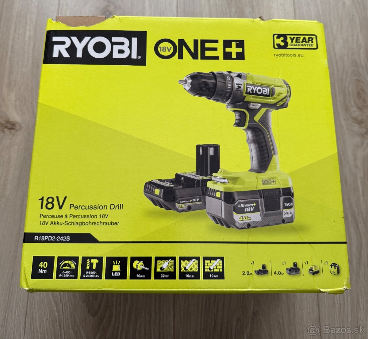 RYOBI 18V ONE+ Aku vŕtačka s príklepom