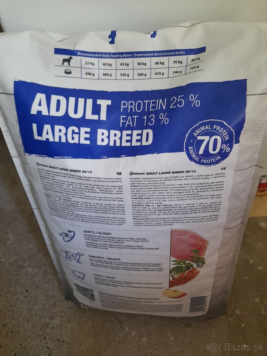 Ponúkam 2 vrecia krmiva Eminent Adult Large Breed 15 kg