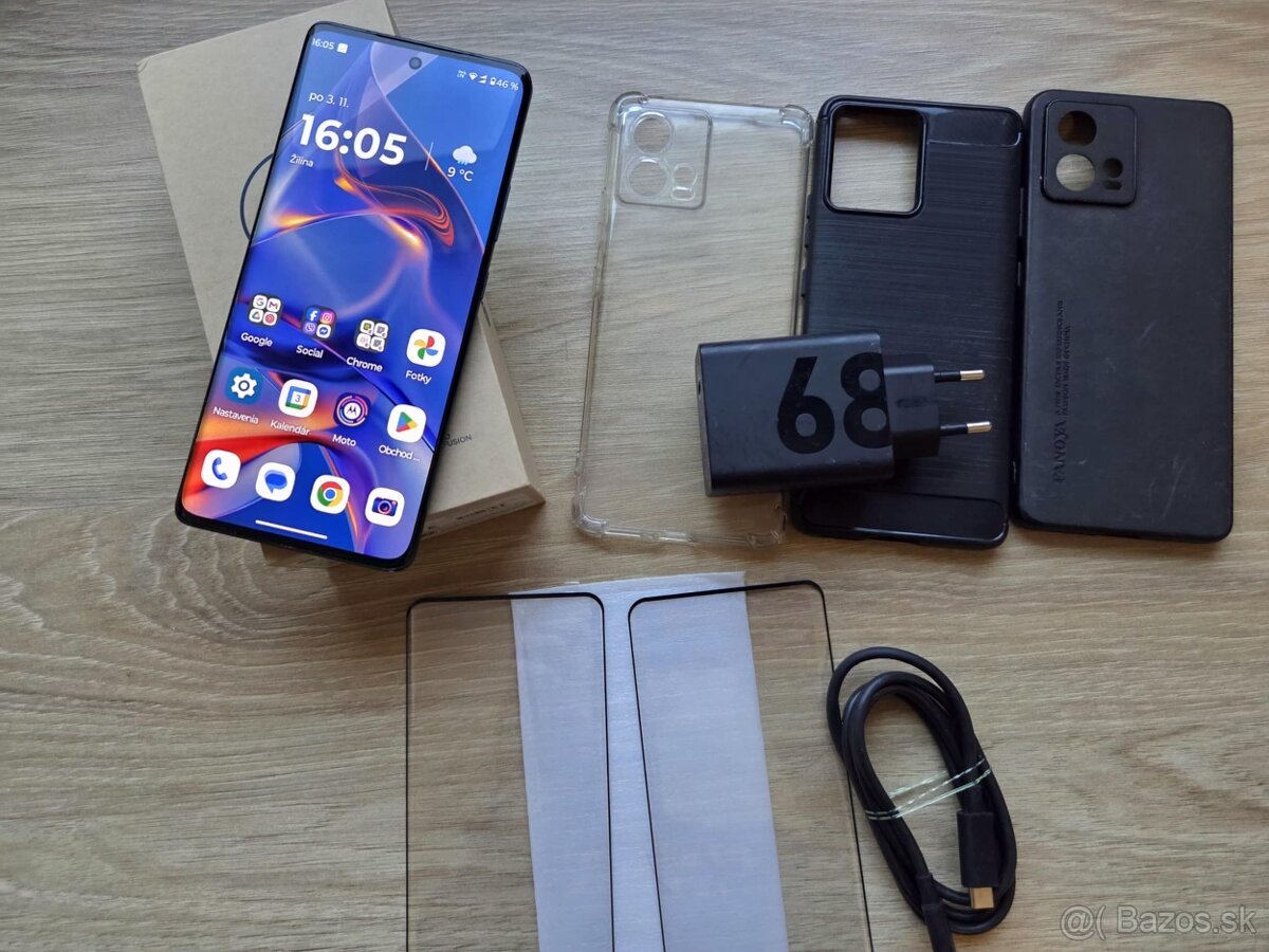 Motorola Edge 30 Fusion, cierny, kryty, skla