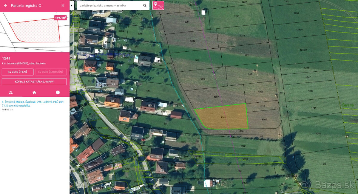 Pozemok pre rodinný dom 1197m2 - Pod Čereňami II.
