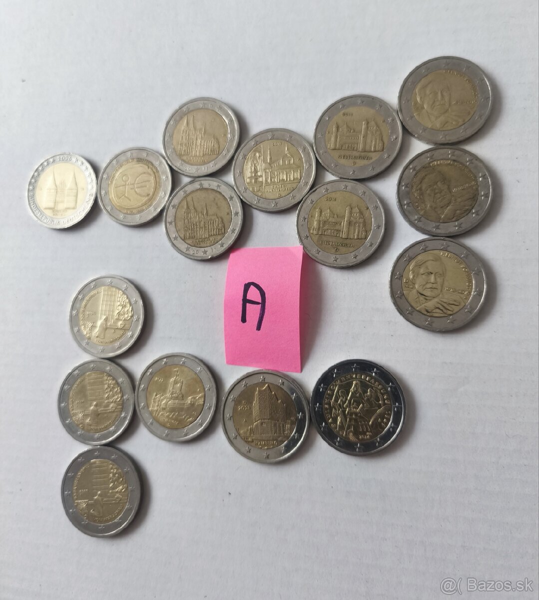 2 € pamätné mince z obehu Nemecko A,D,F,G,J