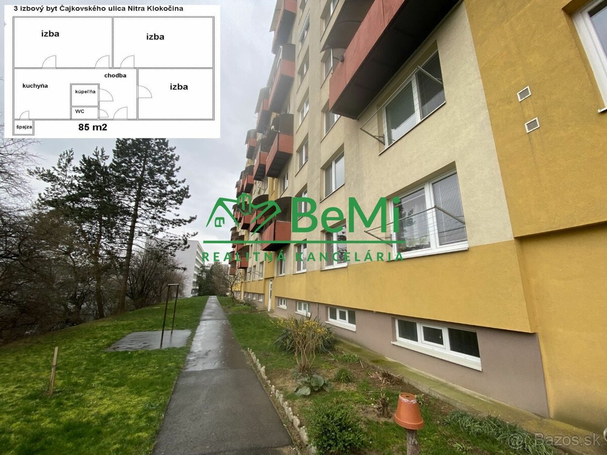 3 izbový byt 85 m2 Nitra Klokočina Čajkovského ID 459-113-MI