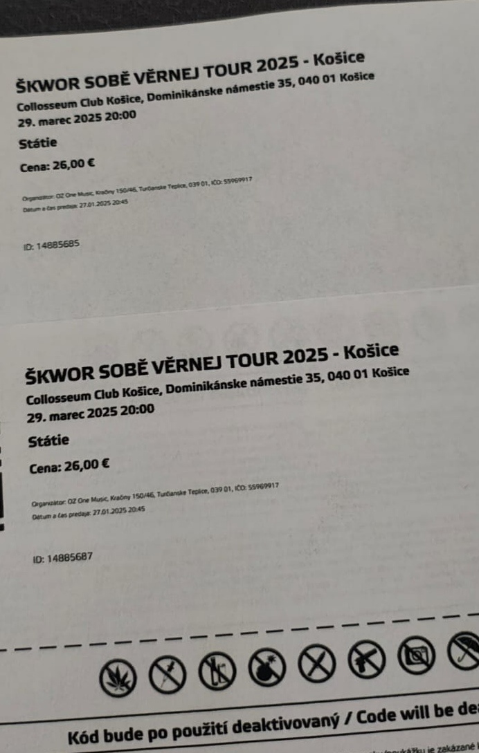 Lístky na koncert Škwor