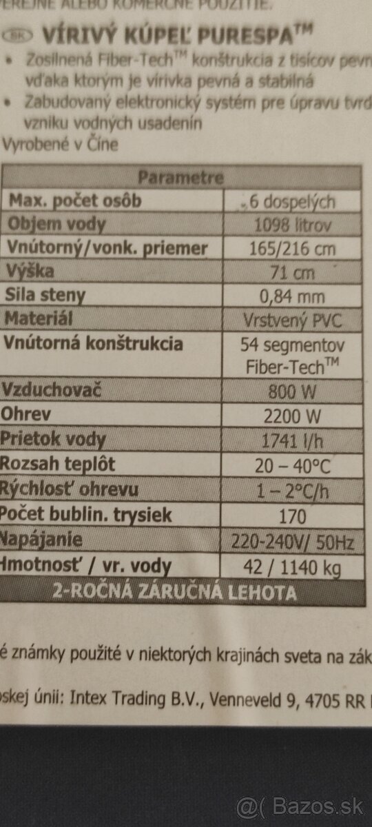 Predám nafukovaciu virivku purespa Sb h20