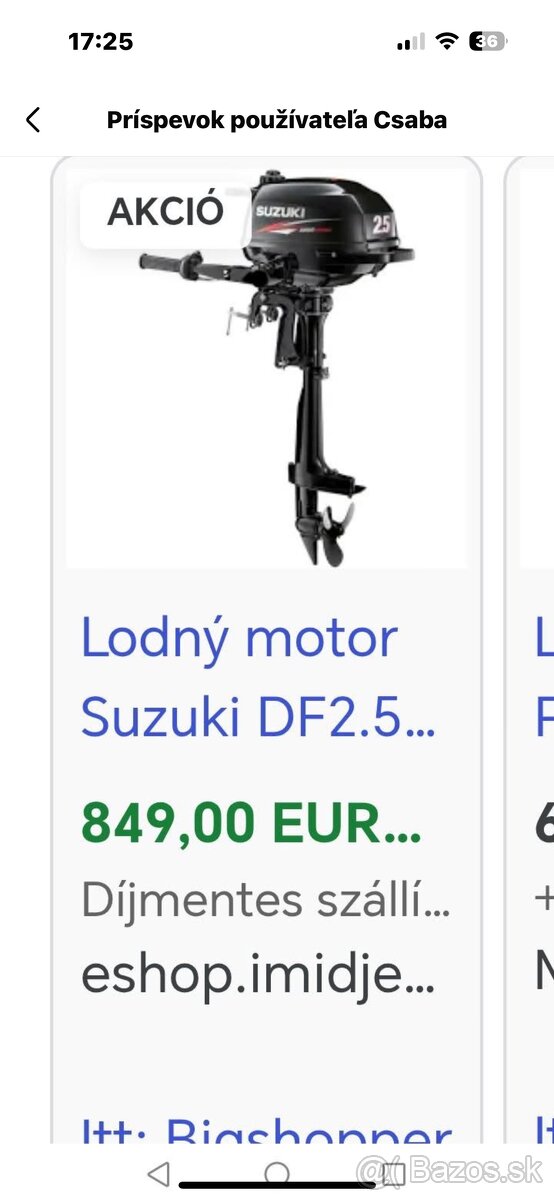 Lodný motor Suzuki DF 2,5hp 1,8 kw
