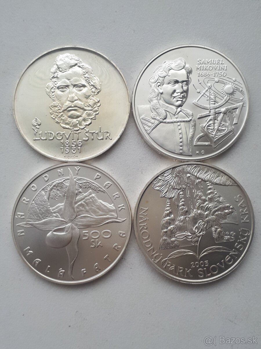 Mince Československe a Slovenske 500 koruny