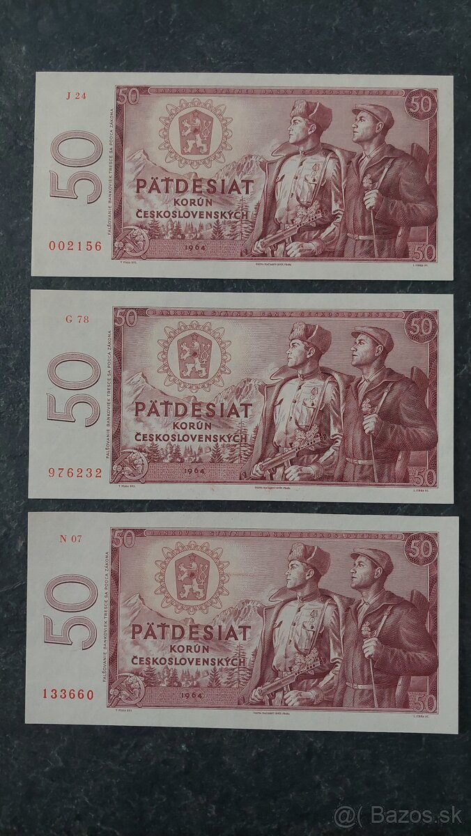 3x 50 Kčs 1964