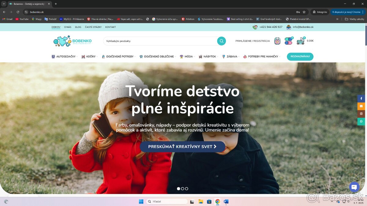 predam novy detský eshop bobenko.sk