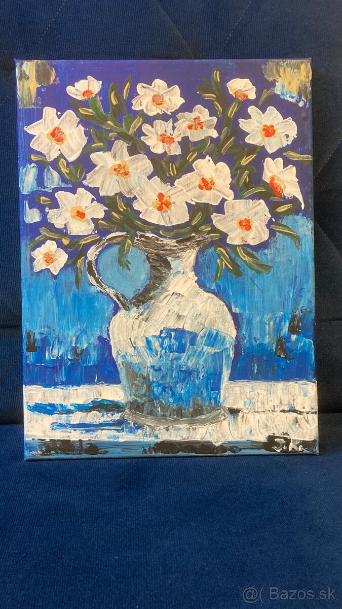 Kvety vo váze akrylovy obraz 30x40cm originál