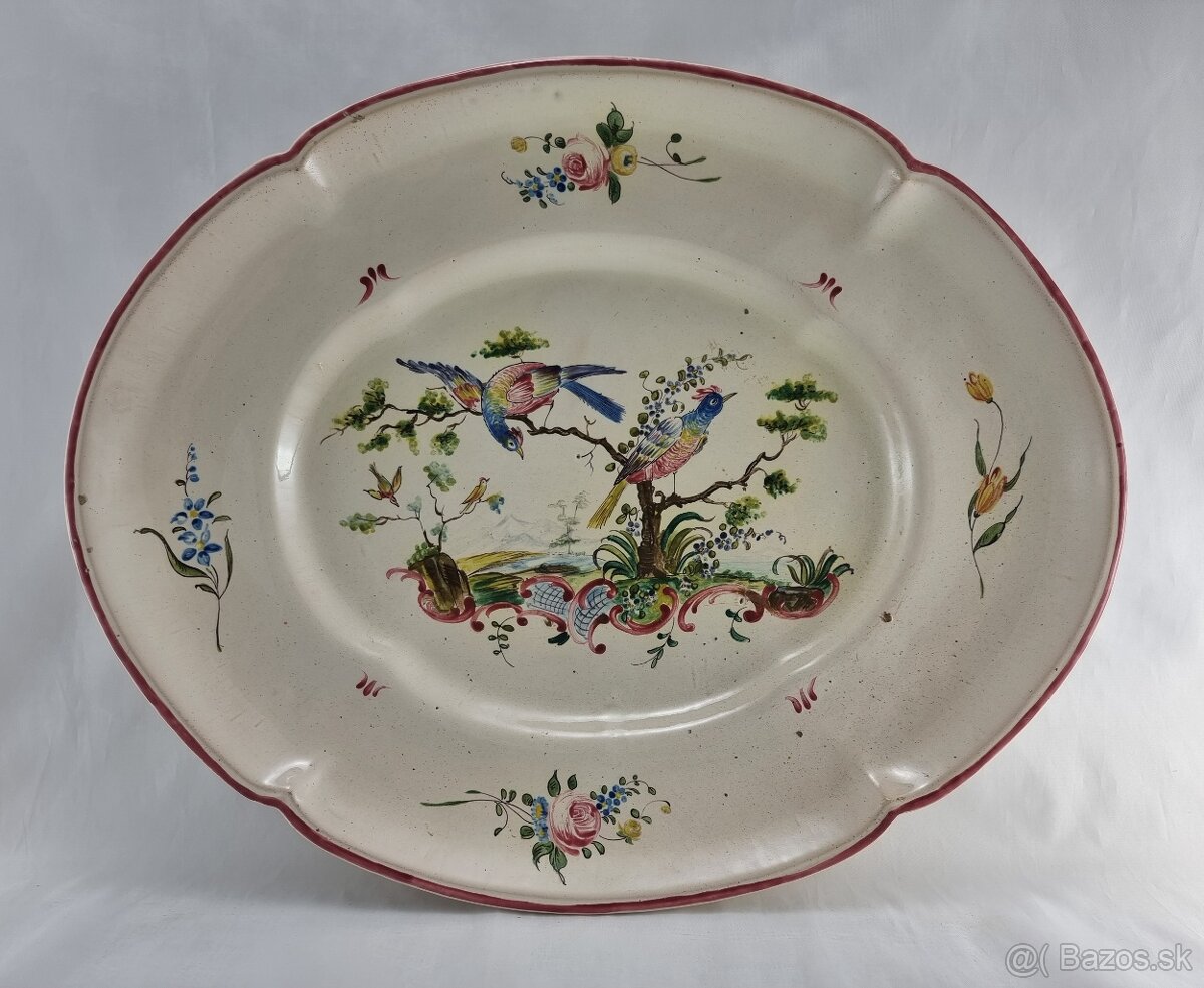 Vzácna kaštieľna  , fajansová misa  / 300 . ročná / - 40 cm