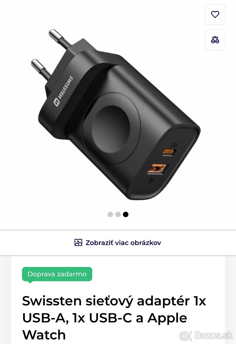 Swissten sieťová nabíjačka Apple WATCH