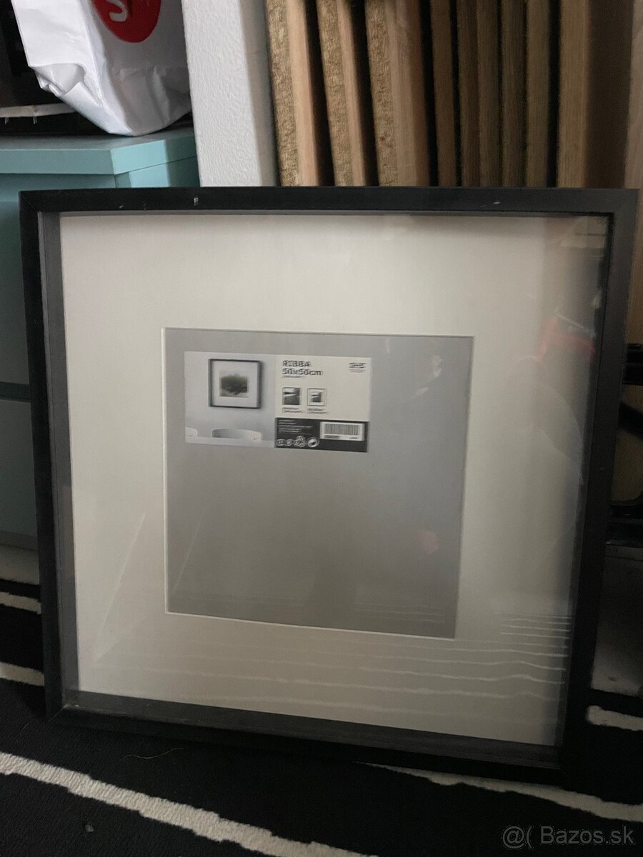 Ram sklo drevo ikea ribba 50x50cm 3ks