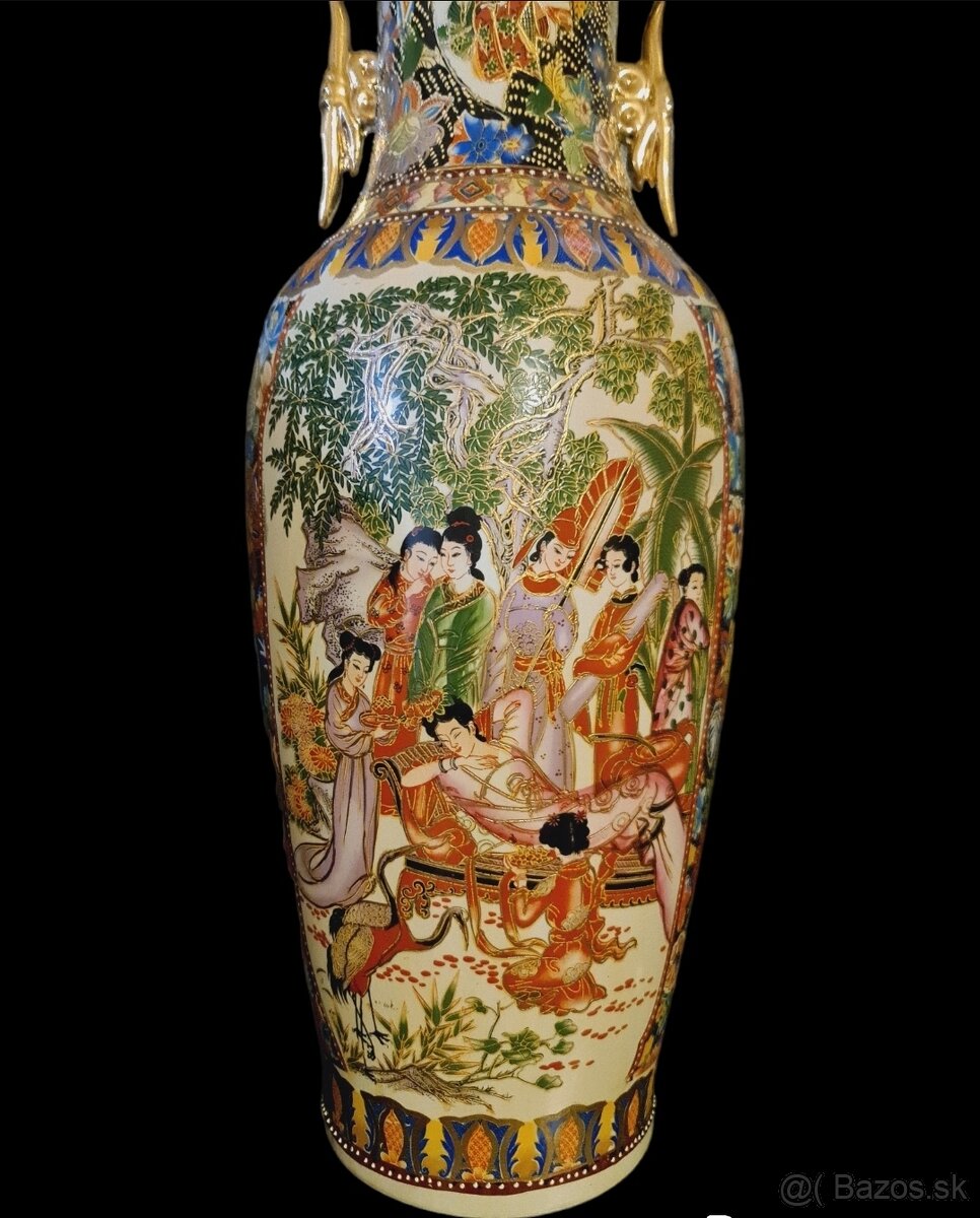 Orientálna porcelánová váza – ručná maľba