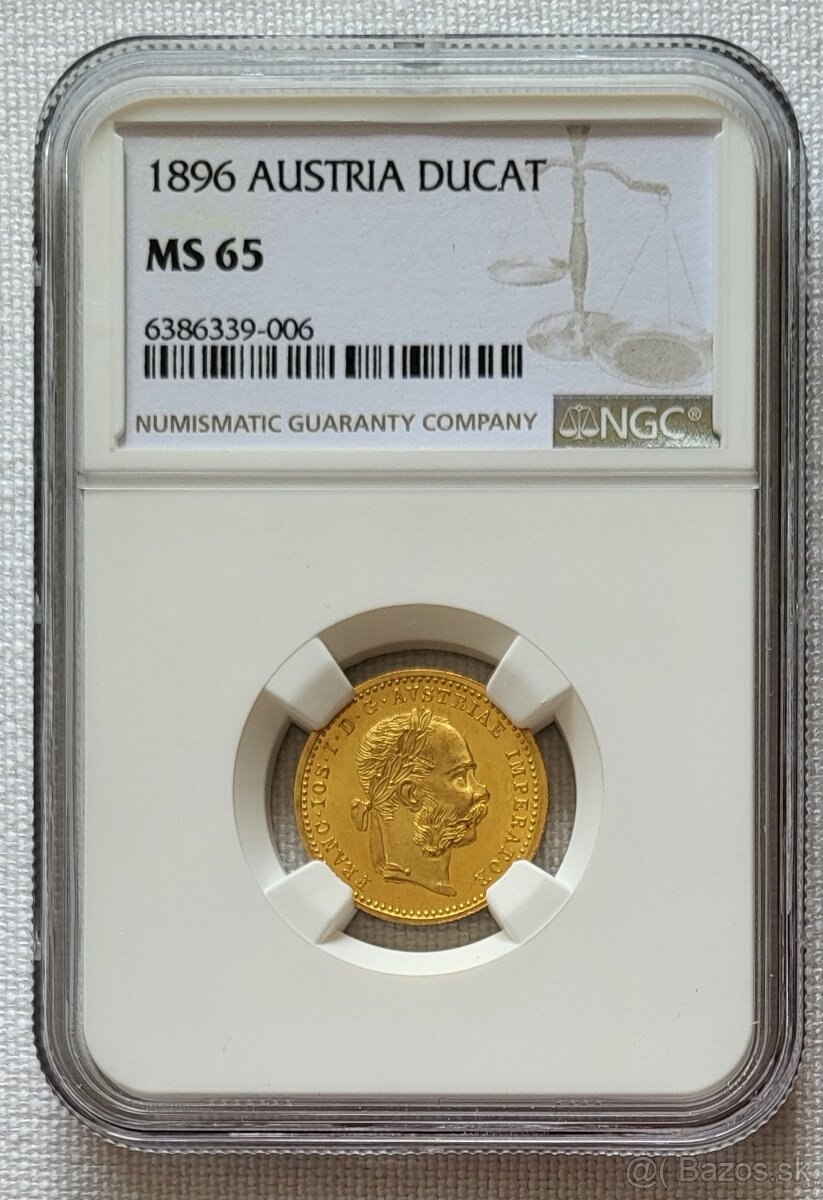 Zlatý dukát Franz Jozef I., 1896, TOP stav, NGC MS65