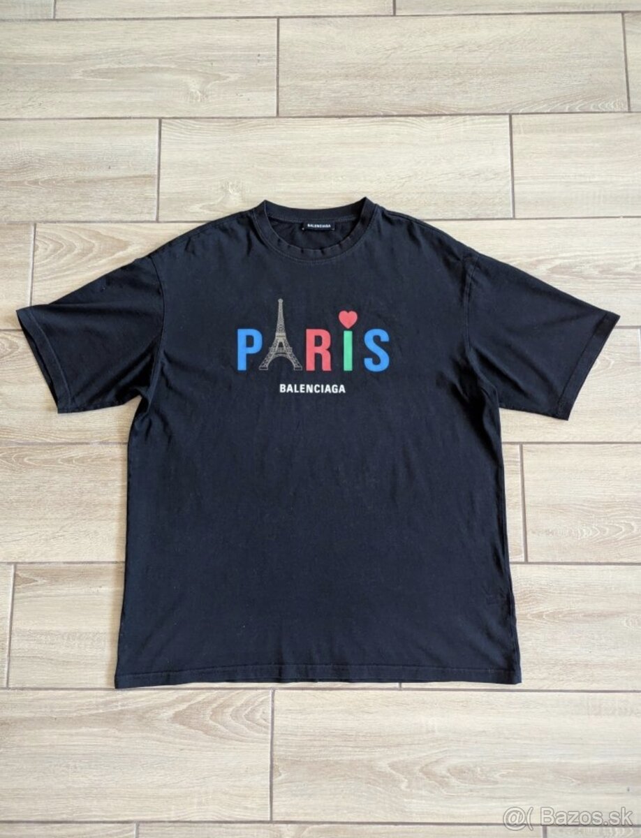 Balenciaga Paris Eiffel Tower Logo Tee – originál, XL
