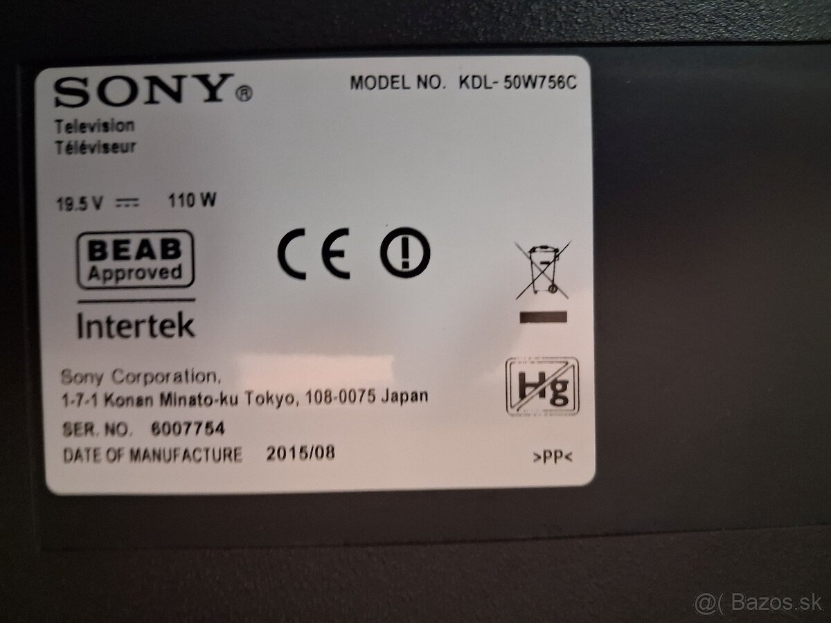 Náhradné diely na TV SONY  KDL-50W756C