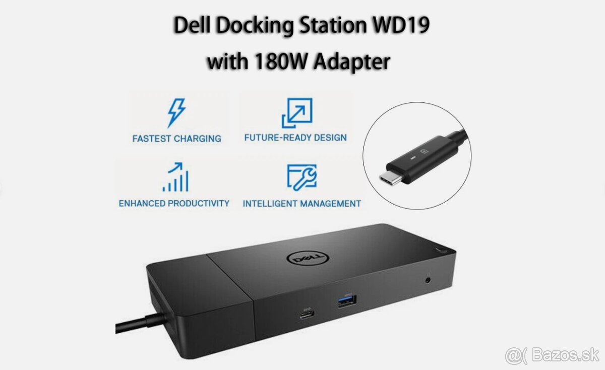 Docking station Dell WD19 USB-C + originál 180 W adaptér