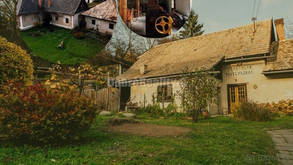 PREDAJ: Hajnalov vodný mlyn s náhonom, bytom mlynára, domom,