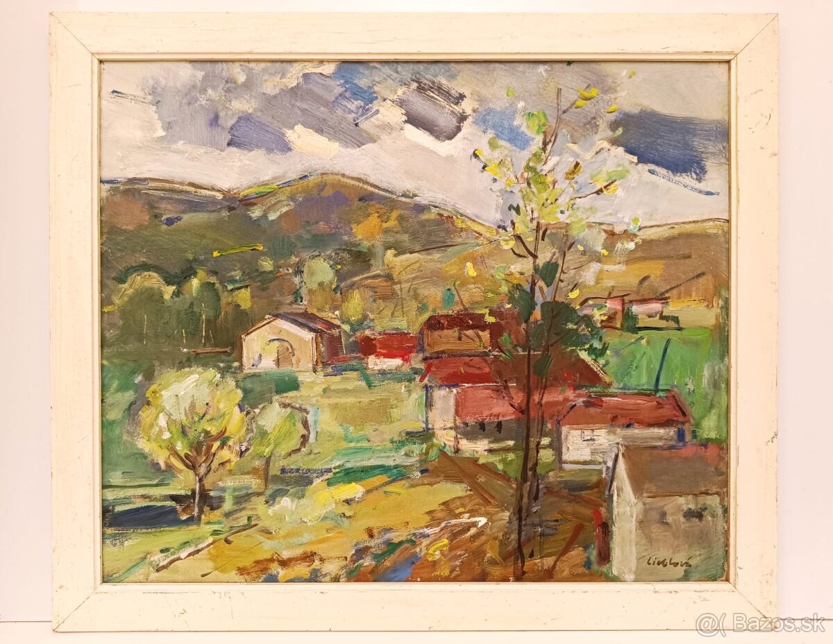 Obraz Jana Lieblová, dedina na Záhorí, olej 63x73