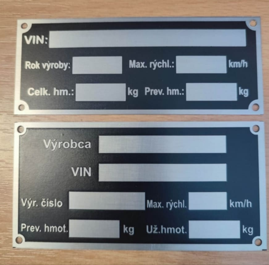 výrobný štítok vozík, karaván