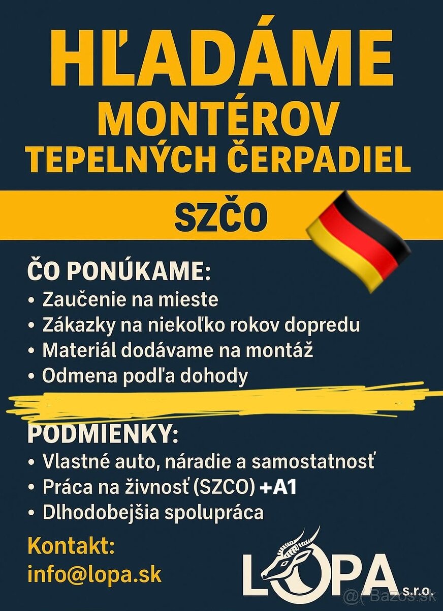 ✅Hľadáme SZČO montérov tepelných čerpadiel Nemecko a Rakúsko