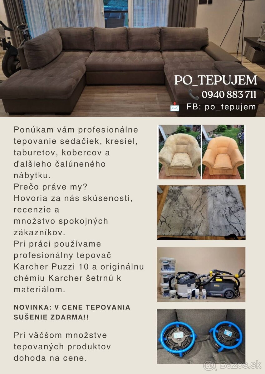 Tepovanie Prešov+60km okolie