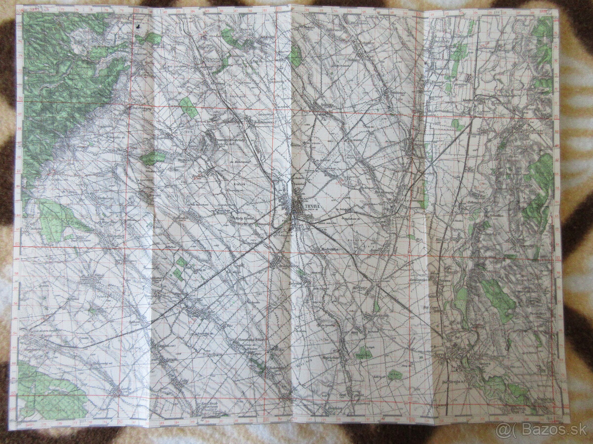 Mapa Trnava, Sereď, Hlohovec, Šenkvice, Jaslovce, Cífer 1948