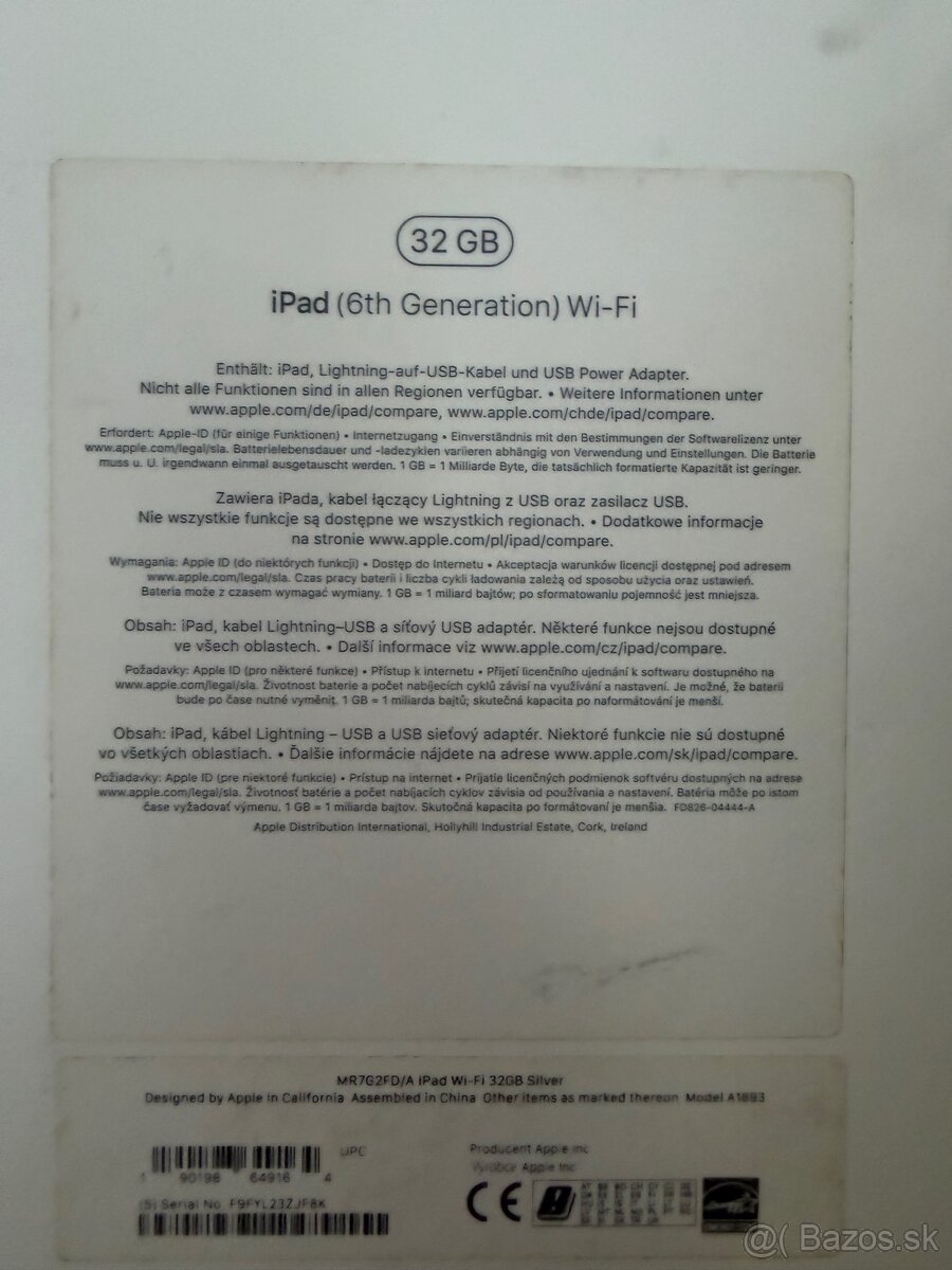 iPad Apple 6 gén (32gb) wifi