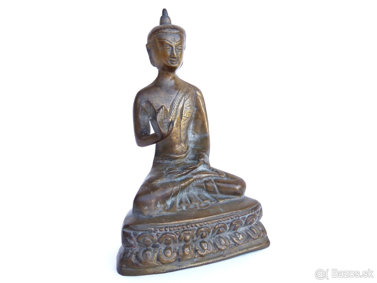 Starožitná Bronzová Soška Buddha - Tibet